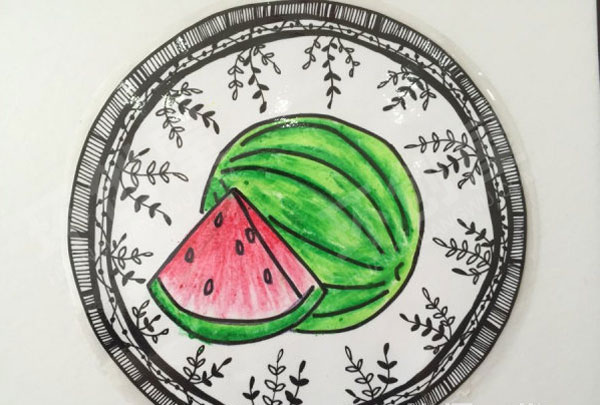 幼儿园水果与线描水果天地墙面布置图片
