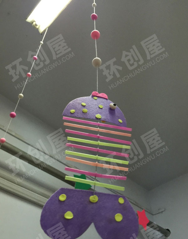 幼儿园吸管不织布手工鱼儿挂饰图片