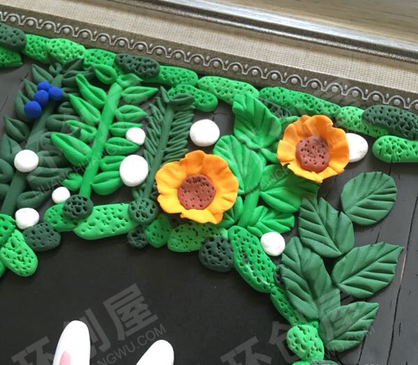 幼儿园粘土画小兔子作品展示图片