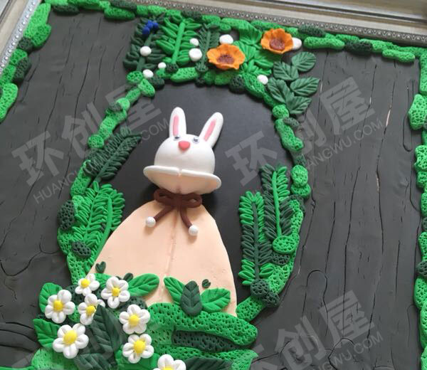 幼儿园粘土画小兔子作品展示图片