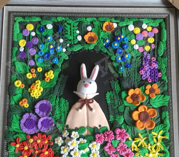 幼儿园粘土画小兔子作品展示图片