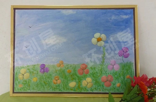 幼儿园美工区废物利用贝壳贴画图片