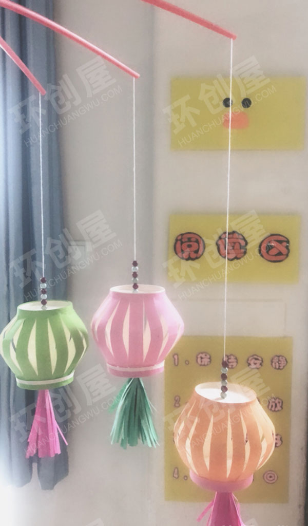 幼儿园美工区纸杯灯笼图片