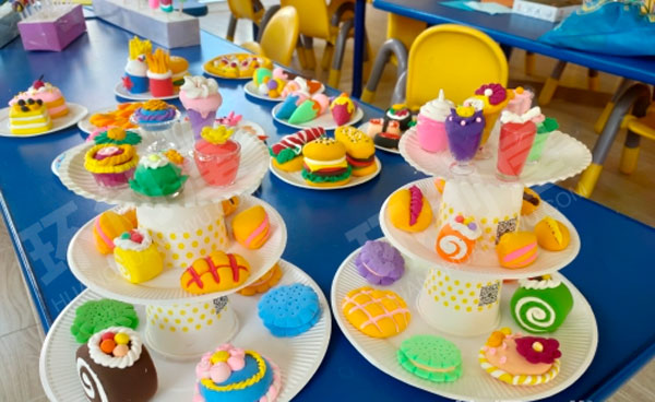 幼儿园角色游戏粘土手工美食城图片
