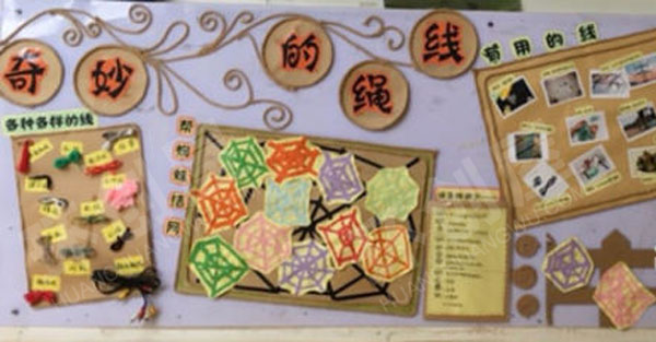 幼儿园主题墙环创奇妙的绳线图片