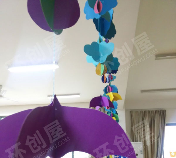 幼儿园风吹云动手工伞轻舞吊饰图片