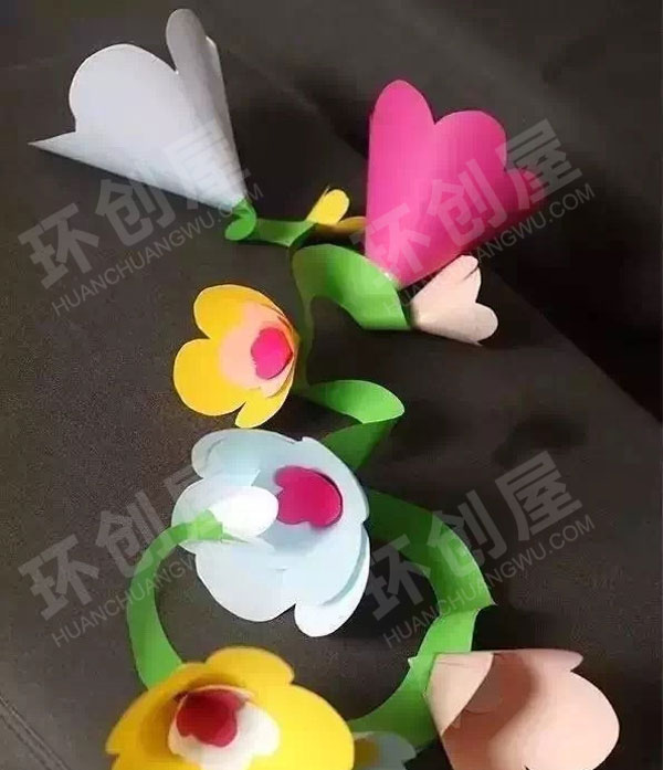 幼儿园自然春天手工吊饰花朵图片