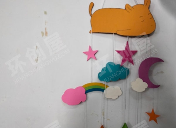 幼儿园手工卡通动物星星月亮挂饰图片