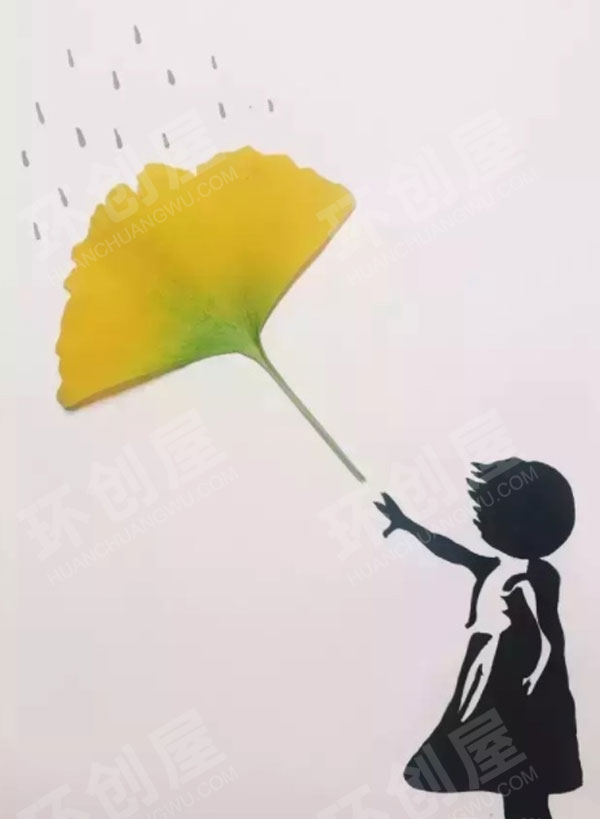 幼儿园银杏叶的畅想走廊墙面装饰图片