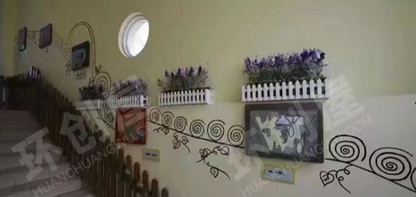 幼儿园走廊楼梯间墙面彩绘各种美术作品图片