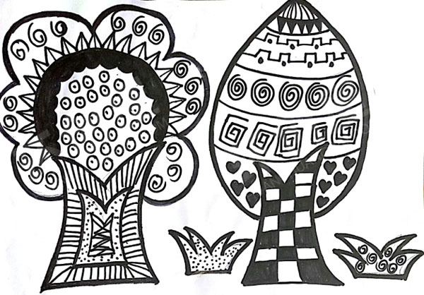 幼儿园有趣线描画作品展示图片