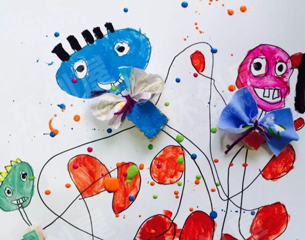 幼儿园疯狂的小人线条画作品展示图片