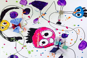 幼儿园疯狂的小人线条画作品展示图片9张