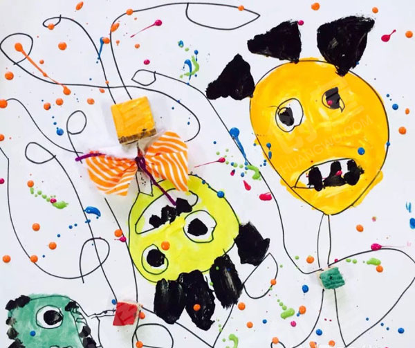 幼儿园疯狂的小人线条画作品展示图片
