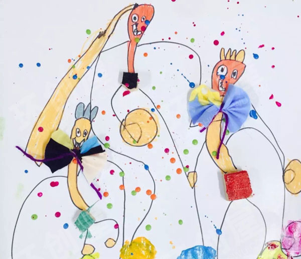 幼儿园疯狂的小人线条画作品展示图片