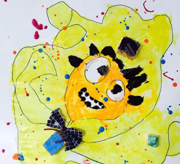 幼儿园疯狂的小人线条画作品展示图片