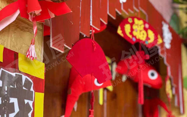 幼儿园红红的中国年幼儿园户外环创图片