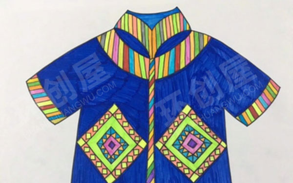 幼儿园美工区少数民族传统服饰纯手工绘制图片