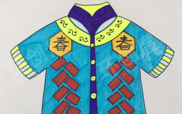 幼儿园美工区少数民族传统服饰纯手工绘制图片