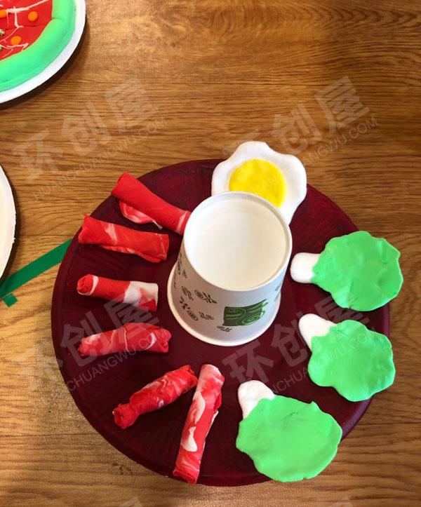 幼儿园火锅角色游戏轻粘土各种菜品图片