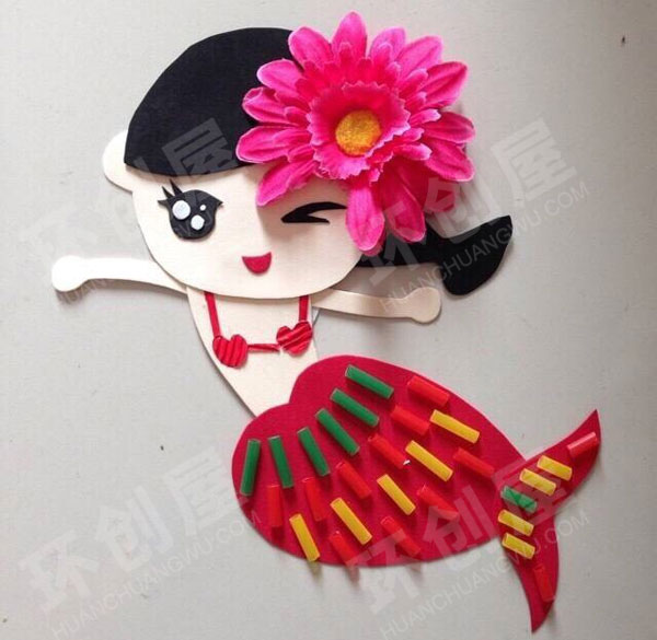 幼儿园手工制作美人鱼墙面布置图片