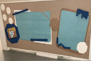 幼儿园蓝色主题墙格局墙面布置图片