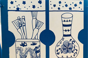 幼儿园韵味青花瓷图案墙面布置图片3张