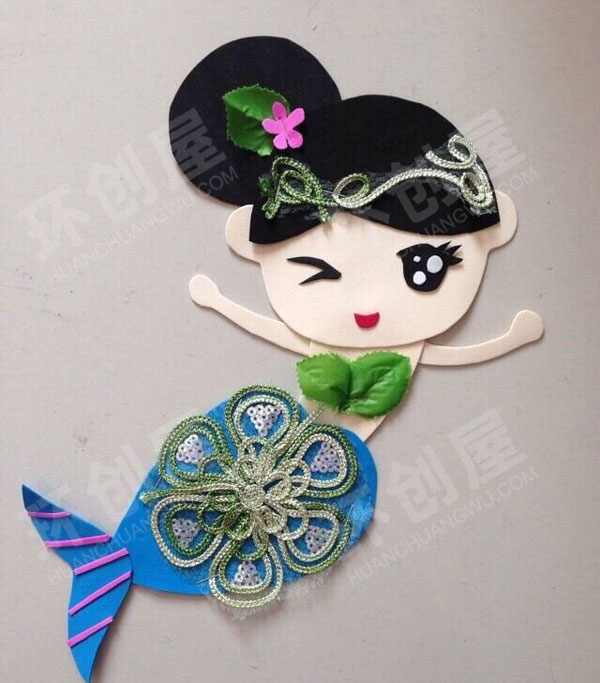 幼儿园手工制作美人鱼墙面布置图片