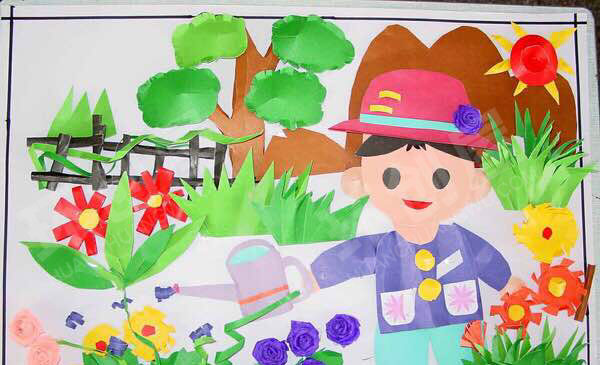 幼儿园各种彩色卡纸大变身墙面卡通图片