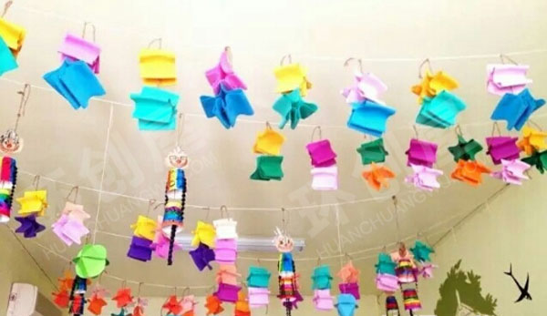 幼儿园彩色卡纸手工制作精美吊饰图片