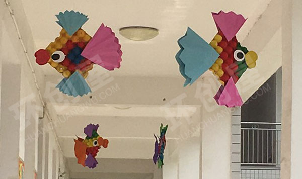 幼儿园鸡蛋托鱼儿手工吊挂饰图片