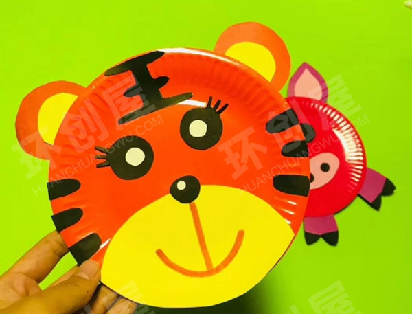 幼儿园废物利用纸盘动物卡通手工窗户贴图片