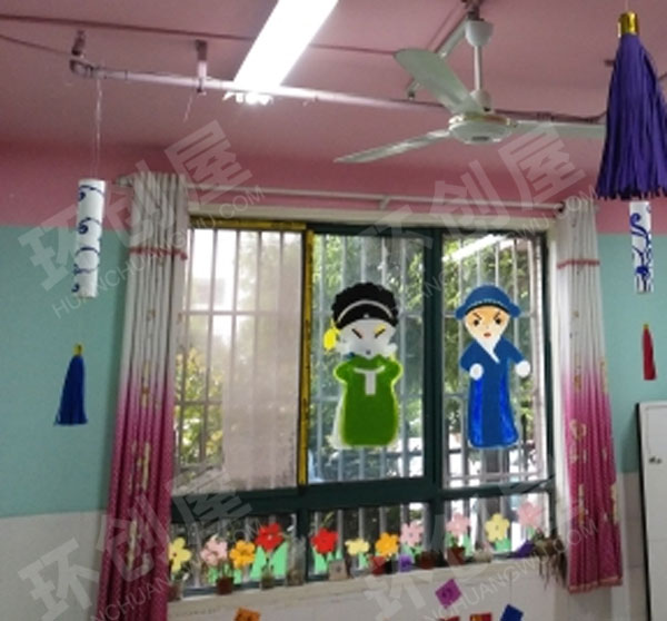 幼儿园中国风戏曲人物窗户装饰图片