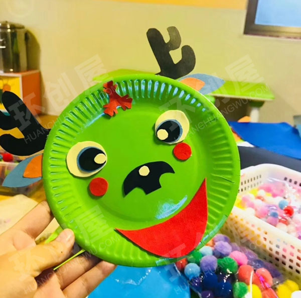 幼儿园废物利用纸盘动物卡通手工窗户贴图片