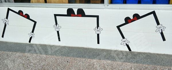 幼儿园走廊墙面米奇风格装饰图片