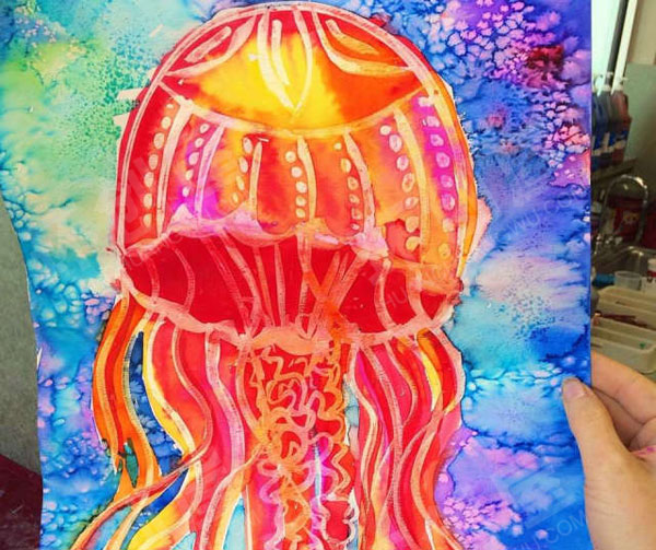 幼儿园水彩创意水母作品展示图片