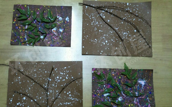 幼儿园森系装饰水彩喷画作品展示图片