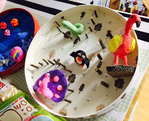 幼儿园卡纸粘土卡通动物作品展示图片