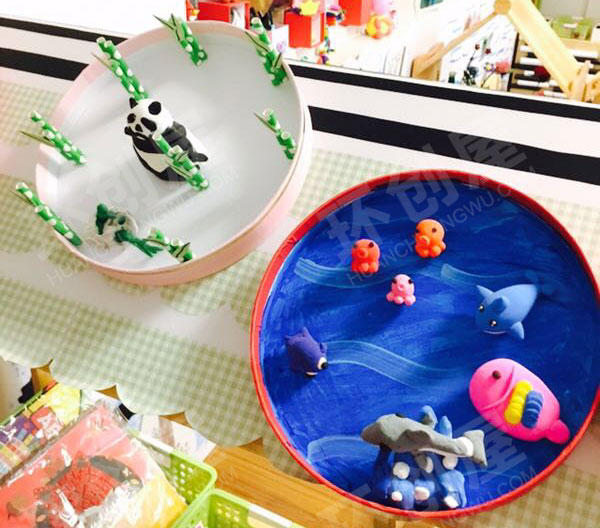 幼儿园卡纸粘土卡通动物作品展示图片