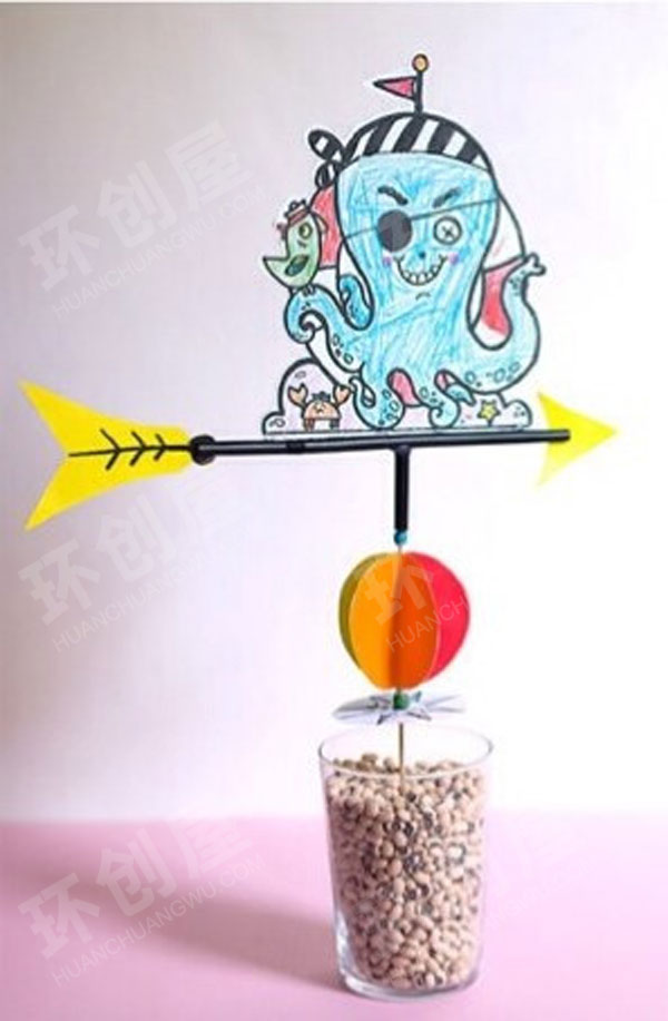 幼儿园科学区自制玩教具章鱼风向标图片
