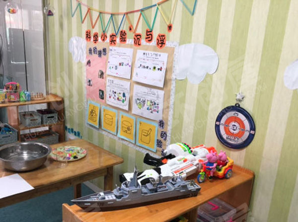 幼儿园科学小实验沉与浮墙面图片