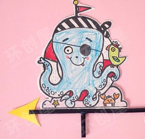 幼儿园科学区自制玩教具章鱼风向标图片
