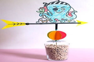 幼儿园科学区自制玩教具章鱼风向标图片3张