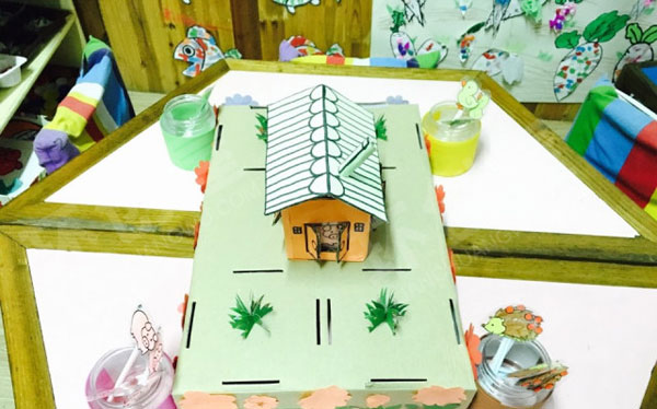 幼儿园益智区自制玩教具动物房子图片