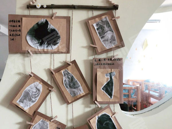 幼儿园主题墙环创文房四宝青花瓷水墨画图片