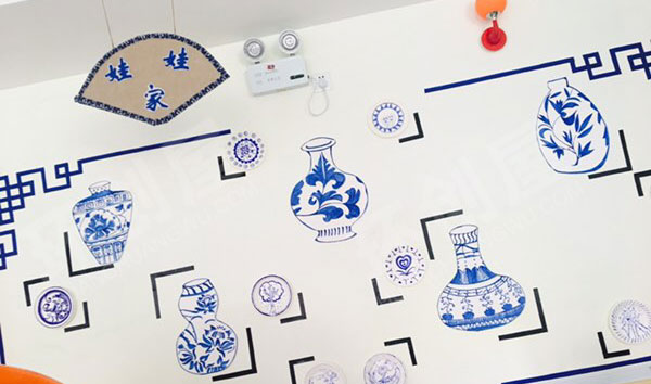 幼儿园青花古韵系列墙面布置图片