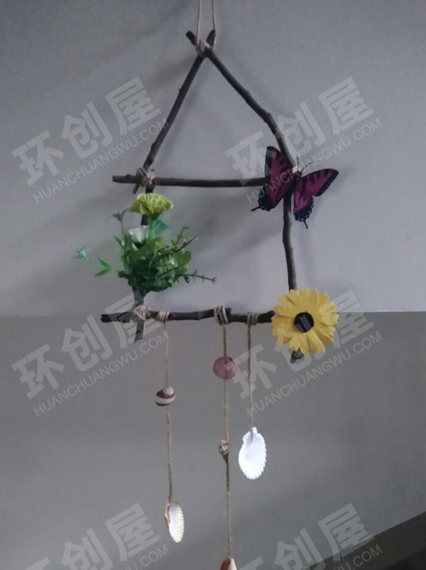 幼儿园木头石头贝壳的完美小清新挂饰图片