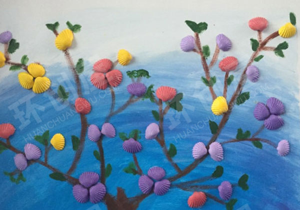 幼儿园走廊百变贝壳创意画图片