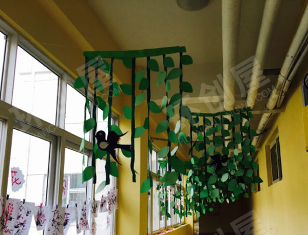 幼儿园春天树叶走廊吊饰图片