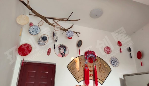 幼儿园中国风戏曲风走廊墙面装饰图片